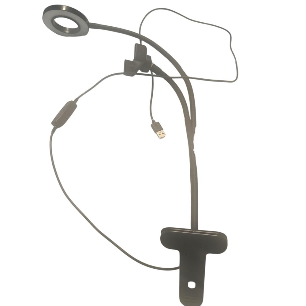 Goose Neck Selfie Light Phone Holder- Clamps to table- 3 Light Modes-360’ Rotate